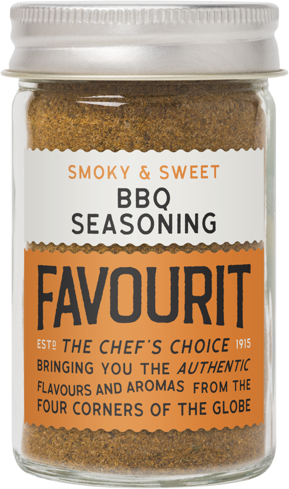 A jar of Classic BBQ seasoning, its label proudly proclaims "Smoky & Sweet, The Chef’s Choice, Authentic Flavours." This is the perfect blend for elevating your grilling game.